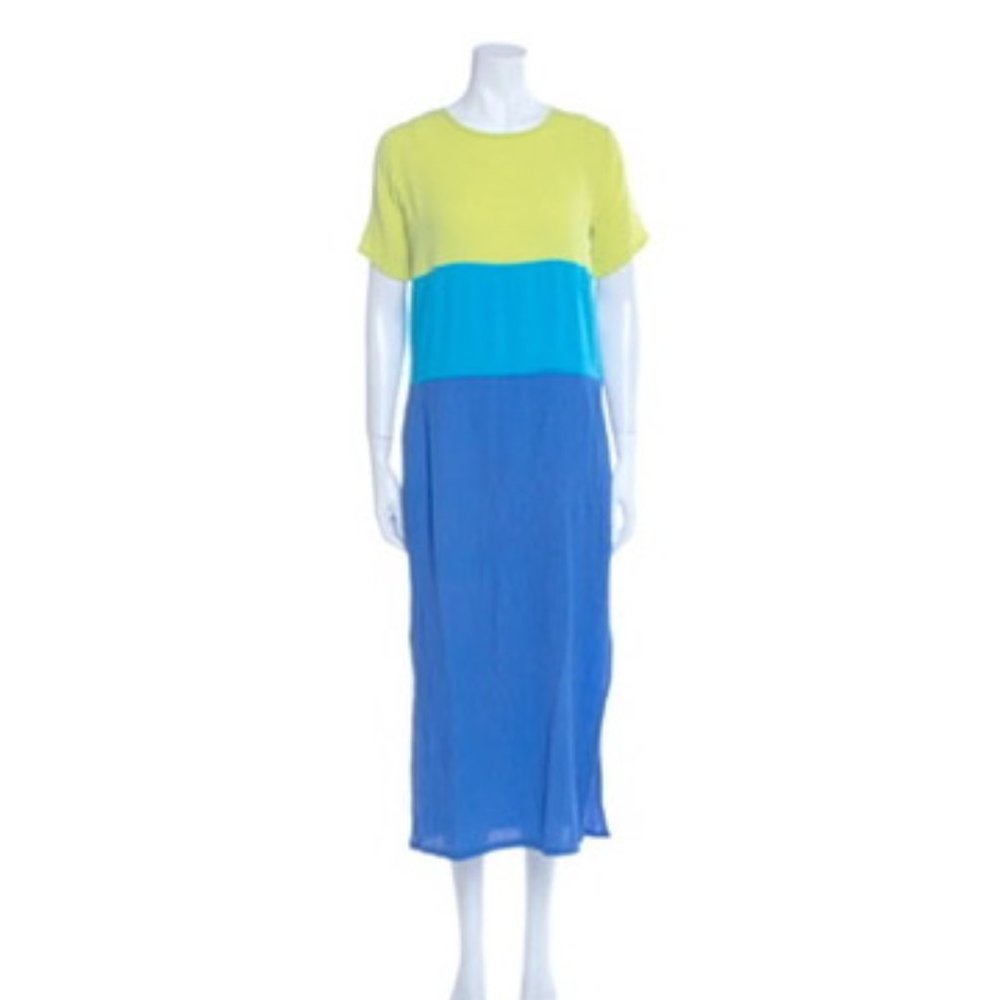 Vintage Diane von Furstenberg The Color Authority Colorblock Crinkle Gauze Maxi